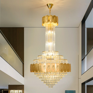 โคมไฟระย้าคริสตัลหรูหรา แสงสีขาวอบอุ่น สำหรับโรงแรมขนาดใหญ่ บันไดวน วิลล่า ห้องนั่งเล่น บันไดวน - Product Image 3