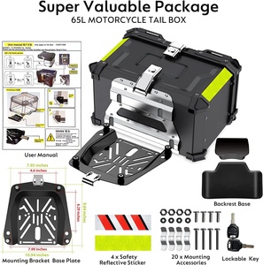 WOSHIDER - Baúl Trasero para Motocicleta de Liberación Rápida, Color Negro, Nuevo, 65L, Baúl Superior de Aleación de Aluminio - Product Image 4