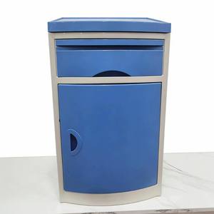 Mesa auxiliar azul de ABS para cama de hospital con cajón y puerta para uso en salas médicas y residencias de ancianos - Product Image 2