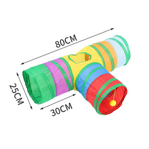 <span class=keywords><strong>Tunnel</strong></span> interactif en forme de T pour animaux de compagnie, toile, tissu pliable, <span class=keywords><strong>tunnel</strong></span> pour chat, jouets pour chat arc-en-ciel - Product Image 3