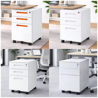 Meuble de rangement mobile en acier à 2 tiroirs pour classement, sous le bureau, en métal, avec serrure et roulettes