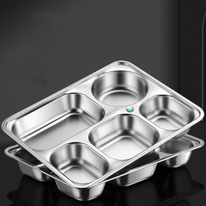 Vassoio in acciaio inox WOTAI con 5 sezioni vassoio per il pranzo piatto per cibo per bambini piatti per cena - Product Image 4