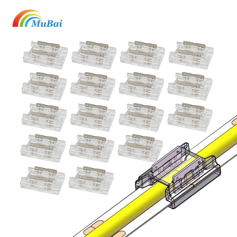 Pengiriman cepat 2pin 8mm COB LED Strip konektor Terminal konektor LED untuk 2835 5050 SMD pita COB lampu