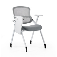 Chaise de formation ergonomique pliable en maille avec tablette d'écriture, accoudoirs intégrés et siège en mousse haute densité pour salle de conférence
