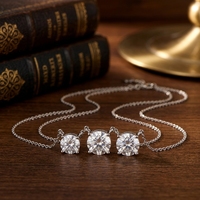 Collier pendentif solitaire étanche en argent 925 avec moissanite ronde de 1, 2 ou 3 carats, serti quatre griffes, pour femme