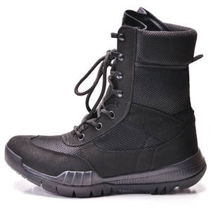 Stivali tattici alti da uomo leggeri estivi da uomo con chiusura stringata in Mesh traspirante da cavaliere nera con suola in gomma - Product Image 4