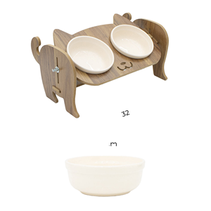 Estación de Alimentación Portátil y Ajustable para Gatos, con Dos Tazones de Cerámica de 200 ml, Diseño con Estampado Animal, Solución para Alimentar Mascotas - Product Image 1