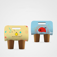 Support à boissons jetable en papier kraft avec poignée, logo personnalisé, pliable, pour gobelets à café à emporter, plateau pour boissons chaudes et froides