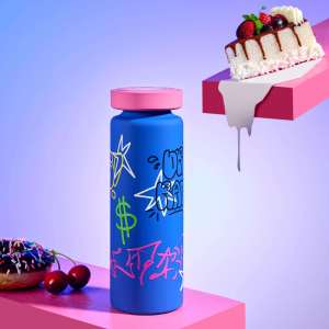 Bouteille d'eau en acier inoxydable YEKEA, 500 ml, à double paroi, à large ouverture, personnalisable, motif graffiti, mignonne et amusante, pour adolescents, vente en gros - Product Image 2