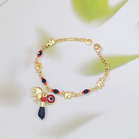 Bracelet de cheville réglable fait main en alliage de cuivre, motif éléphant et œil porte-bonheur bohème, bijoux de mode pour femme, idéal pour les vacances