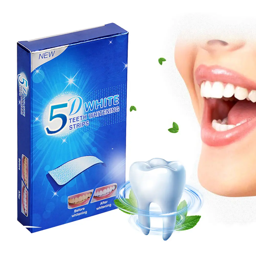 Private Label atacado Logotipo Da Marca de Hortelã Sabor Kits 5D Dentes Branqueamento Tiras