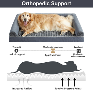 All-Season Detachable Rectangle <b>U</b>-Type Orthopedic Gray Dog Bed Couch with Removable Velvet Cover Washable All-Season Pet Bed - Product Image 2