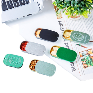 Caja de lata cuadrada <span class=keywords><strong>rectangular</strong></span> deslizante, herramienta de embalaje de grado alimenticio de Metal superior, regalo reciclable, caja de lata de caramelo de píldora de menta en cuatro colores - Product Image 1