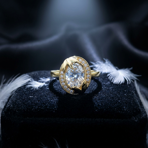 Bague de fiançailles D'VINS JEWELS en or massif 10 carats, diamant ovale de 2 carats, qualité VVS/VS EF, cultivé en laboratoire, avec certificat IGI - Product Image 1