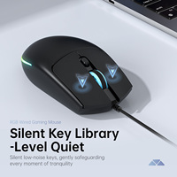 Mouse Optik USB Ringan dengan Lampu RGB Berpendar Senyap untuk Ponsel, Tablet, Laptop, Kantor, dan Penggunaan di Rumah