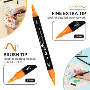 <span class=keywords><strong>Arrtx</strong></span> AACM-03-64C Marqueur acrylique de haute qualité 64 couleurs Marqueurs de peinture lavables à base d'eau à double pointe - Product Image 5