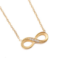 Kalung Liontin Bambu Angka Keberuntungan 8 Berlapis Emas 18K dengan Zirkon Mikro-Inlaid Mewah Gaya Jepang-Korea