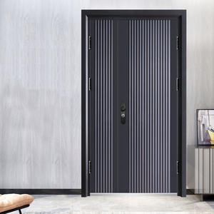 Ensemble Skyland Double porte d'entrée en bois de style français avec pivot en fer forgé en fibre de verre et acier - Product Image 5