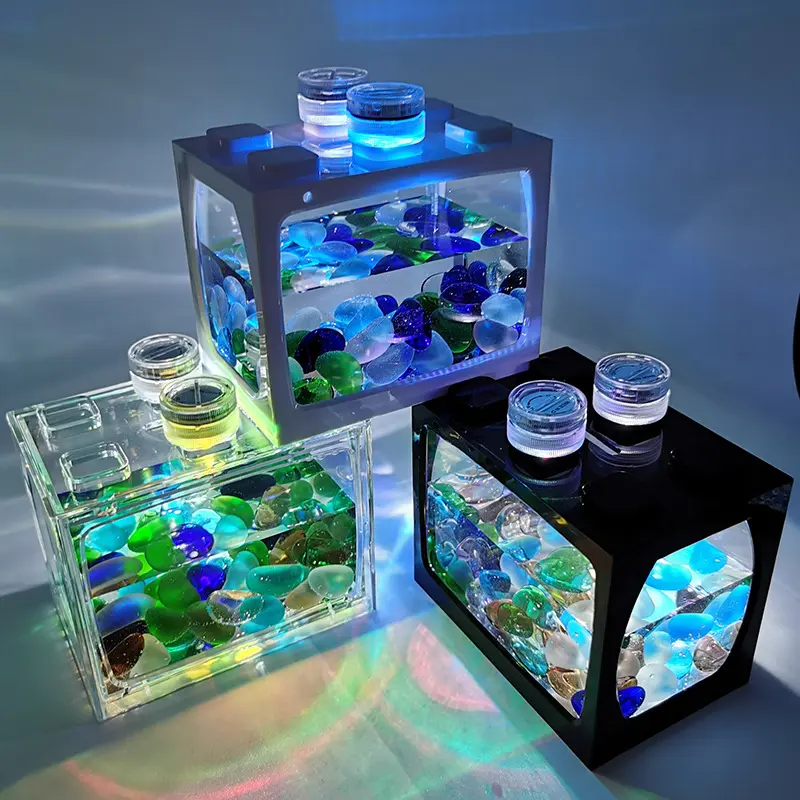 Hete Verkoop Led Verlichting Mini Kleine Aquaria Plastic Acryl Vis Kweek Tanks Te Koop