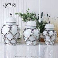 J288SA Vente en gros de pots de gingembre en argent pour décoration de maison nordique vases serpent en céramique de luxe en porcelaine pour arrangement de fleurs