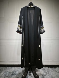 Yibaoli fabricante buena calidad señoras Abaya Kimono abierto Dubai 2024 mujeres vestido musulmán negro musulmán cárdigan - Product Image 4