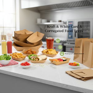 Bandeja Rectangular Desechable de Papel Kraft Marrón para Servir Alimentos, Ideal para Nachos, <span class=keywords><strong>Tacos</strong></span>, BBQ, Papas Fritas, para Restaurantes y Servicios de Catering - Product Image 4