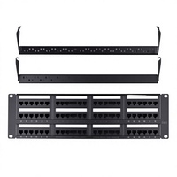 Panneau de brassage modulaire vide 48 ports 2U standard 19 pouces avec support de montage en rack pour câble Keystone Jack blindé Cat6