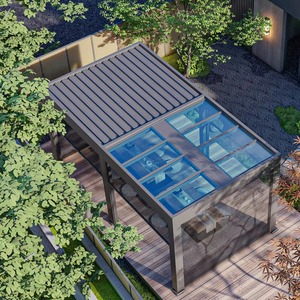 <span class=keywords><strong>Pérgola</strong></span> Bioclimática Motorizada para Exteriores, de Vidrio Templado Plano Moderno, con Estructura de Aluminio, para Patio, Estacionamiento, Cobertizo para Autos - Product Image 1