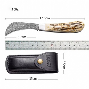 Cuchillo de Bolsillo BK Stag Horn Damascus Personalizable, Grado OEM, Hoja Plegable de Acero Inoxidable Afilada como una Navaja, G10, para Camping y Senderismo FB146 - Product Image 6