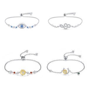 <span class=keywords><strong>Pulsera</strong></span> de Plata 925 Panjiadoras, Oro Rosa, Arcoíris Brillante, Diamante Moissanita, <span class=keywords><strong>Pulsera</strong></span> Ajustable, <span class=keywords><strong>Pulsera</strong></span> Básica de Moissanita DIY - Product Image 1