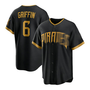Camiseta de Béisbol de los Pittsburgh City, Negra y Dorada, con Bordado, de Poliéster, para Hombre, con los Números 21 de Roberto Clemente, 30 de Paul Skenes y 6 de Konnor Griffin - Product Image 2