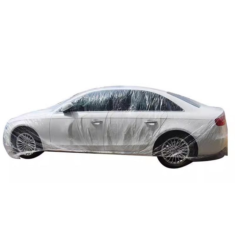 Clear Plastic Disposable Universal Elastic Band Car Covers Rain Dust Garage Cover Waterproof Temporary Auto 16ft X 24ft