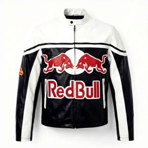 RedBull Leather <b>Racing</b> <b>Jacket</b> Full Sleeve Windproof Printed Men's Motorcycle Wear All Seasons - Product Image 1