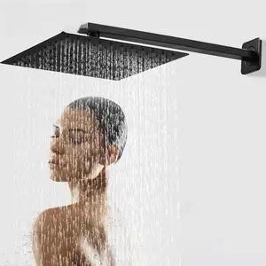 מודם 10 אינץ' ברז מקלחת מרובע נסתר שחור פליז ידית אחת 2 פונקציות סט מקלחת גשם לאמבטיה