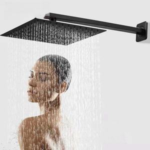 Grifo de ducha cuadrado oculto de 10 pulgadas con módem, juego de ducha de lluvia de baño de una sola función de latón negro, masaje de chorro suave - Product Image 4