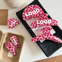 Nouvelle conception, pince à cheveux vintage en PVC à imprimé léopard rose pour femmes, accessoires pour cheveux en stock