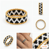 Bagues personnalisées faites à la main pour femmes, style bohème géométrique moderne, plaquées or 18 carats, perles de verre Miyuki Delica, Namayo