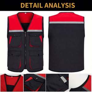 Chaleco Reflectante Multibolsillos de Moda, Chaleco de Algodón para Hombre con Colores Combinados para Fotografía, Pesca y Escalada - Product Image 3