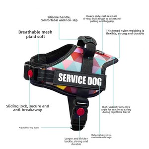 <span class=keywords><strong>Harness</strong></span> Anjing Mewah WAOPET, Tali Nilon Besar, Vest, Motif Geometris Multiwarna, Reflektif, dengan Gesper - Product Image 2