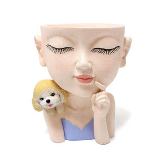 Carino succulente fioriera ragazza faccia cucciolo fioriera vaso di fiori <span class=keywords><strong>viso</strong></span> vaso <span class=keywords><strong>con</strong></span> foro di drenaggio - Product Image 6