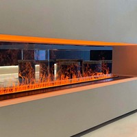 Cheminée électrique à atomisation 3D intégrée pour villa de luxe importée, ultra-mince en acier inoxydable, décorative pour salon et chambre