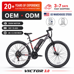 Vélo de montagne électrique à moteur arrière 350W QNUT <span class=keywords><strong>VICTOR</strong></span> 3.0 26 pouces 21 vitesses E-bike Adultes 36V 10.4Ah Batterie au lithium IP54 VTT - Product Image 1