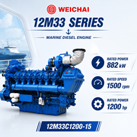 Moteur diesel marin refroidi par eau WEICHAI 12M33C1200-15 1200HP 1500RPM V12 haute performance pour système de propulsion de navires commerciaux