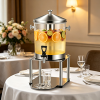 FLEY – Élégant service à boissons en acier inoxydable avec support surélevé, couvercle dôme et robinet pour mariages en extérieur, buffets et traiteurs