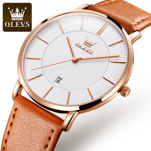 Pour OLEVS 5869 hommes luxe Sport Quartz <span class=keywords><strong>montre</strong></span>-bracelet mode affaires chronographe alliage en cuir véritable bande puissance <span class=keywords><strong>montre</strong></span> à eau - Product Image 4