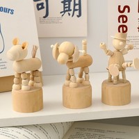 Adornos de Escritorio para Dormitorio, Manualidades Decorativas de Animales de Madera Blanca para DIY Creativo