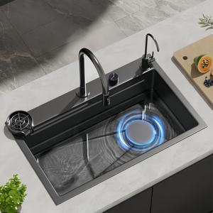 Fregadero de cocina de acero inoxidable 304 nano antibacteriano, de gran tamaño, de un solo tazón, engrosado, para lavar platos, de bajo encimera - Product Image 1