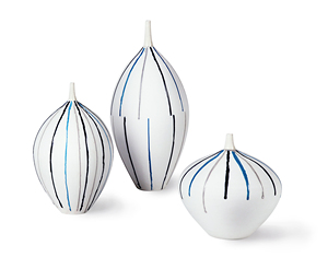Matt Simple minimalismo Potbelly en cristal <span class=keywords><strong>blanco</strong></span> con línea <span class=keywords><strong>azul</strong></span> <span class=keywords><strong>y</strong></span> negro de cerámica florero jarrón de porcelana - Product Image 1