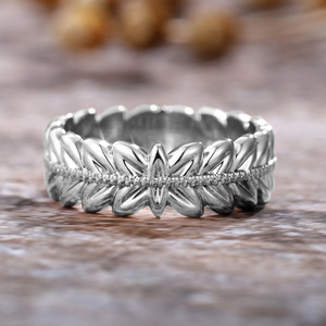F682 <b>Rose</b> <b>Gold</b> Plated Leaf Pattern Alloy <b>Ring</b> Unisex Fashion Jewelry Gift for Women <b>Men</b> - Product Image 5