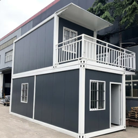 Casa Prefabbricata a 2 Piani con Balcone e Scale, Casa Modulare Smontabile per Famiglie